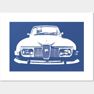 Saab 95 classic car monoblock white Posters and Art
